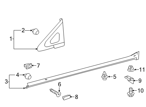 2016 Lexus RX350 Exterior Trim - Pillars, Rocker & Floor Cover Sub-Assembly, Front Pillar Diagram for 60117-0E020