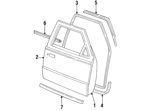 1995 Ford Ranger Door & Components, Exterior Trim Belt Weatherstrip Diagram for F37Z-1021452-A