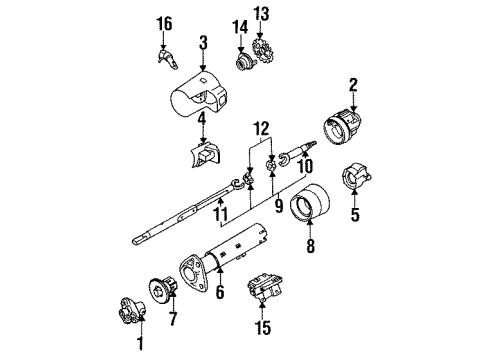 1996 Chevrolet Corsica Ignition Lock Steering Column Shaft Assembly Diagram for 26013064
