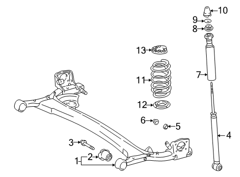 2000 Toyota Echo Rear Axle, Suspension Components Axle Beam Mount Bolt Diagram for 90119-12342