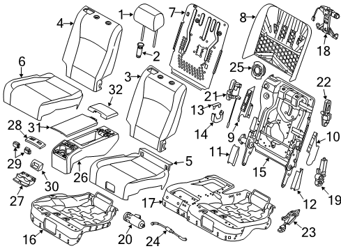 2010 BMW 535i GT Rear Seat Components Drink Holder Diagram for 52207269458