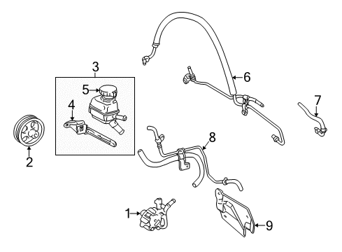 2000 Toyota Corolla P/S Pump & Hoses, Steering Gear & Linkage Pulley Diagram for 44311-02040