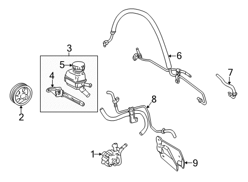 2000 Toyota Corolla P/S Pump & Hoses, Steering Gear & Linkage Return Hose Diagram for 44406-02010