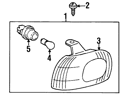 1999 Chevrolet Prizm Park & Signal Lamps Lens, Front Turn Signal Lamp Diagram for 94857195