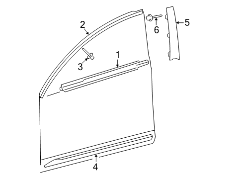 2007 Lexus GS350 Exterior Trim - Front Door Moulding Sub-Assy, Front Door, Outside RH Diagram for 75071-30080