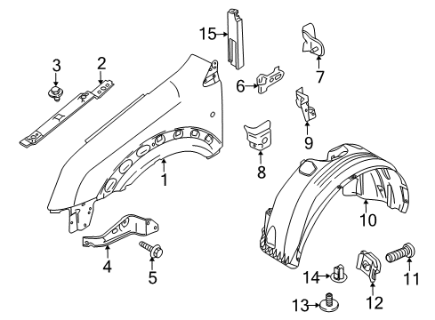 2010 Ford Transit Connect Fender & Components Fender Liner Diagram for 9T1Z-16103-A