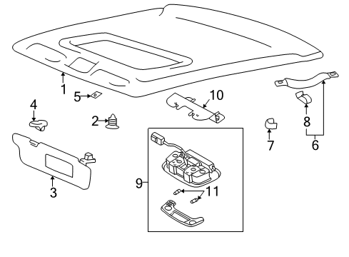 2001 Kia Optima Interior Trim - Roof Lamp Assembly-OVERHEADEAD Console Diagram for 9282038000BT