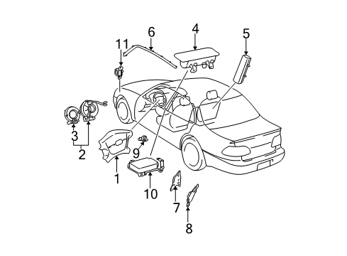 2003 Toyota Camry Air Bag Components Side Sensor Diagram for 89865-33020