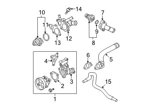 2012 Nissan Sentra Powertrain Control Water Outlet Diagram for 11060-ET81A