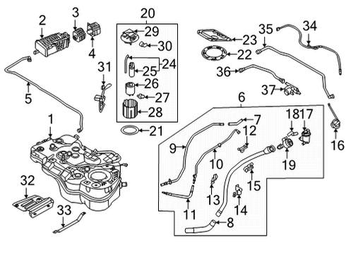 2022 Hyundai Tucson Fuel System Components Clamp Assembly Diagram for 31141C6000