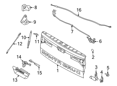 2022 Hyundai Santa Cruz Gate & Hardware PANEL ASSY-TAIL GATE Diagram for 72801-K5000