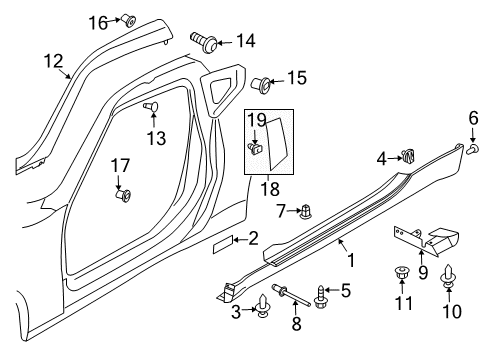 2016 Nissan 370Z Exterior Trim - Pillars, Rocker & Floor Clip Diagram for 76882-EG01A