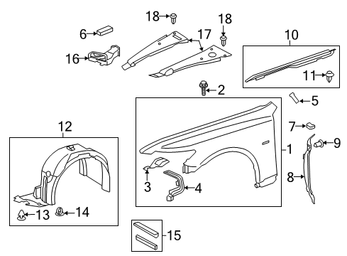 2013 Lexus LS600h Fender & Components Duct Sub-Assembly, Cool Diagram for 53209-50030