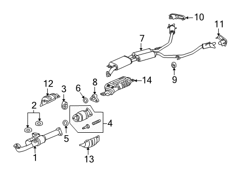 2010 Acura ZDX Exhaust Components Muffler, Exhaust Diagram for 18307-SZN-A02