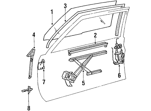 1988 Toyota Corolla Door - Glass & Hardware Lock Diagram for 69320-02011