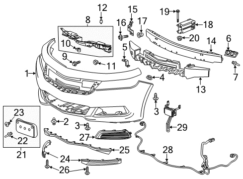 2016 Chevrolet Impala Front Bumper Horn Stud Diagram for 11610123