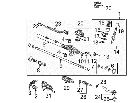 2005 Acura TSX Steering Column & Wheel, Steering Gear & Linkage Housing Sub-Assembly, Steering Rack Diagram for 53608-SEC-A01