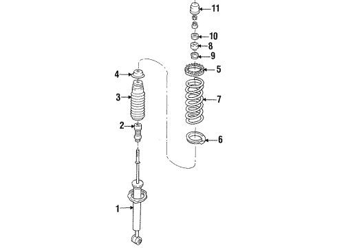 1997 Ford Aspire Rear Suspension Strut Diagram for 1U2Z18125BA