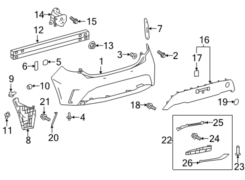 2021 Toyota Corolla Bumper & Components - Rear Lower Cover Pad Diagram for 52461-12080