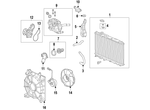 2014 Acura ILX Cooling System, Radiator, Water Pump, Cooling Fan Motor, Cooling Fan Diagram for 19030-R1P-U02
