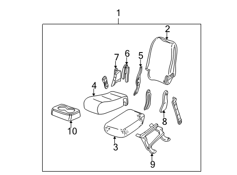 2000 GMC Yukon Front Seat Components HOLDER, Seat Cushion Diagram for 12474236