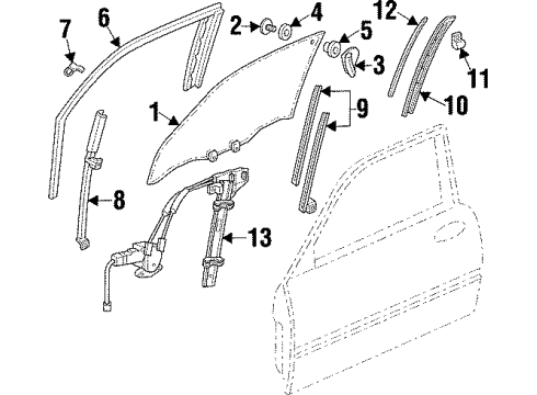 1998 Acura CL Door & Components Sash Assy., R. Door Center (Lower) Diagram for 72226-SV2-000