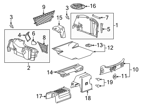 2012 Buick Regal Interior Trim - Rear Body Cargo Net Diagram for 13222467