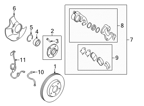 2011 Hyundai Sonata Front Brakes Front Brake Disc Dust Cover Right Diagram for 517562T800