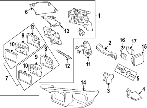 1998 Pontiac Firebird Bulbs Head Lamp Capsule Assembly Outer- Light Diagram for 16503162