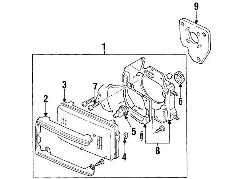 1997 Acura SLX Headlamps Screw, Headlight Adjuster Diagram for 8-97807-132-0