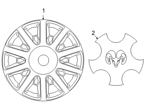 2010 Dodge Journey Wheel Covers & Trim Wheel Cover Diagram for 1BG69PAKAB