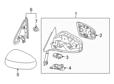 2010 Infiniti EX35 Outside Mirrors Mirror Assembly-Door, LH Diagram for 96302-1BA3D