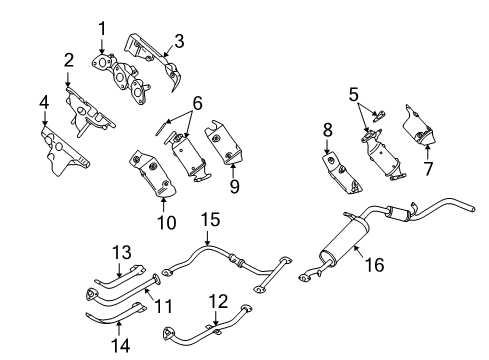 2000 Nissan Frontier Exhaust Components Three Way Catalytic Converter Diagram for 20802-3S526