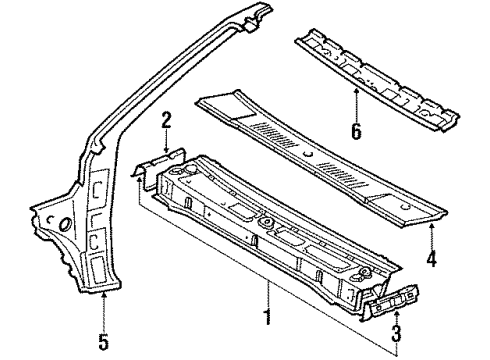 1988 Toyota Tercel Cowl Dash Panel Insulator Diagram for 55210-16090