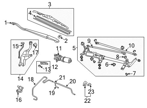 2005 Honda Odyssey Wiper & Washer Components Tube (4X7X1730) Diagram for 76811-SHJ-A11