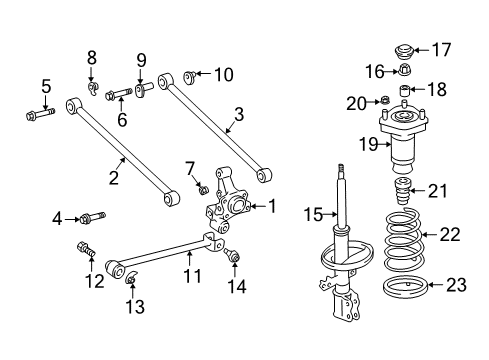 2000 Lexus RX300 Rear Suspension Components, Stabilizer Bar Absorber Assy, Shock, Rear RH Diagram for 48530-49125