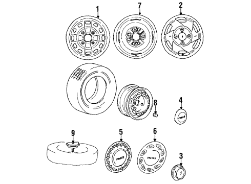 1990 Mitsubishi Precis Wheels Steel Wheel Assembly Diagram for 52910-24600