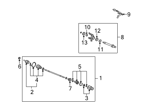 2010 Acura RDX Drive Axles - Front Joint Set, Inboard Diagram for 44310-STK-306