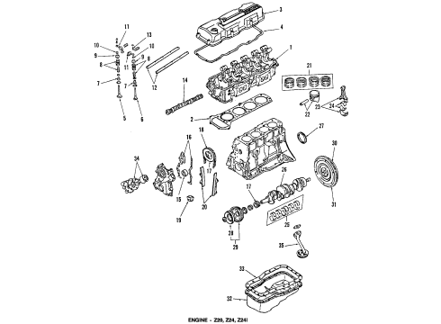 1985 Nissan 720 Engine Parts, Mounts, Cylinder Head & Valves, Camshaft & Timing, Oil Pan, Oil Pump, Crankshaft & Bearings, Pistons, Rings & Bearings Cylinder Head Gasket Diagram for 11044-10W02