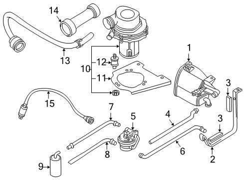 2002 BMW Z3 Emission Components Outlet Pipe For Activated Carbon Container Diagram for 16131184591