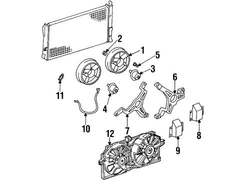 1998 Oldsmobile Silhouette Powertrain Control Bracket Kit, Engine Electric Coolant Fan Diagram for 12363322