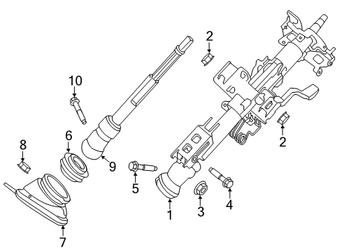 2019 Nissan Maxima Steering Column & Wheel, Steering Gear & Linkage Cover Assembly - Hole Diagram for 48950-3TA0A