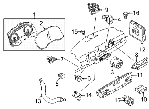 2021 Nissan Rogue Cluster & Switches, Instrument Panel Cover-Front, Combination Meter Diagram for 24813-6RR0A