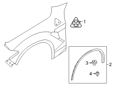 2021 Alfa Romeo Stelvio Exterior Trim - Fender Clip-Retaining Diagram for 68095315AA