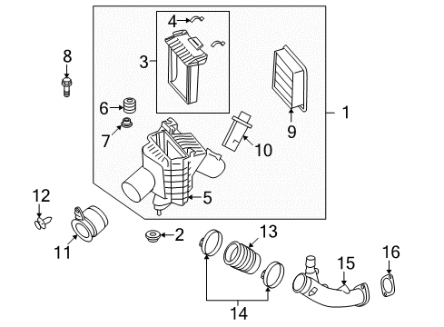 2013 Nissan GT-R Filters Duct Assembly-Air Diagram for 16576-JF00A