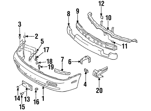 1995 Nissan 240SX Front Bumper SPACER-Bumper Side, RH Diagram for 62094-65F00