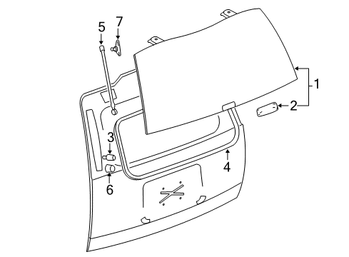 2012 GMC Yukon XL 2500 Lift Gate Support Cylinder Ball Stud Diagram for 11518935