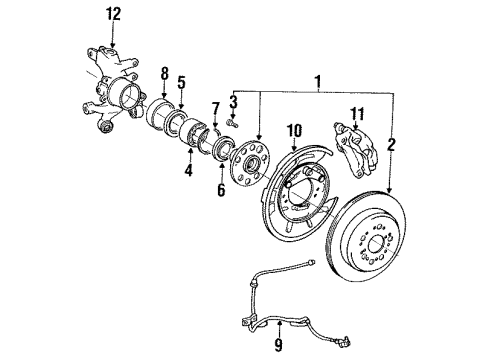 1993 Lexus LS400 Traction Control Components Rear Passenger Disc Brake Cylinder Assembly Diagram for 47730-50090