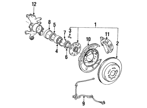 1991 Lexus LS400 Rear Brakes Shaft & Disc Assy, Rear Axle Diagram for 42420-50020