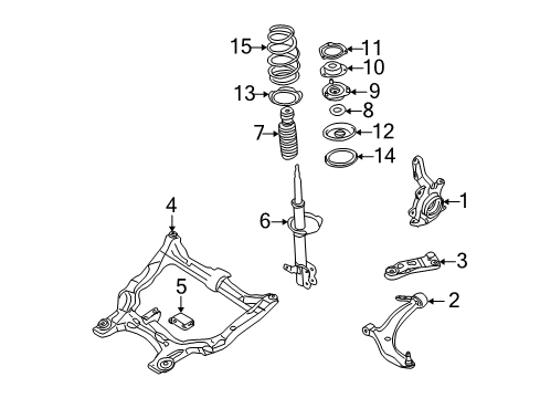 2006 Nissan Altima Front Suspension Components, Lower Control Arm, Stabilizer Bar Member Complete-Front Suspension Diagram for 54400-7Y102